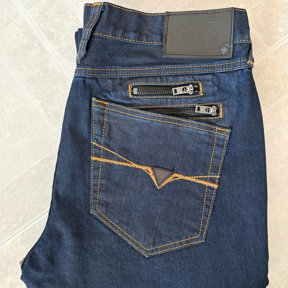 Men's GUESS Dark Blue Jeans - Picture 2 of 7